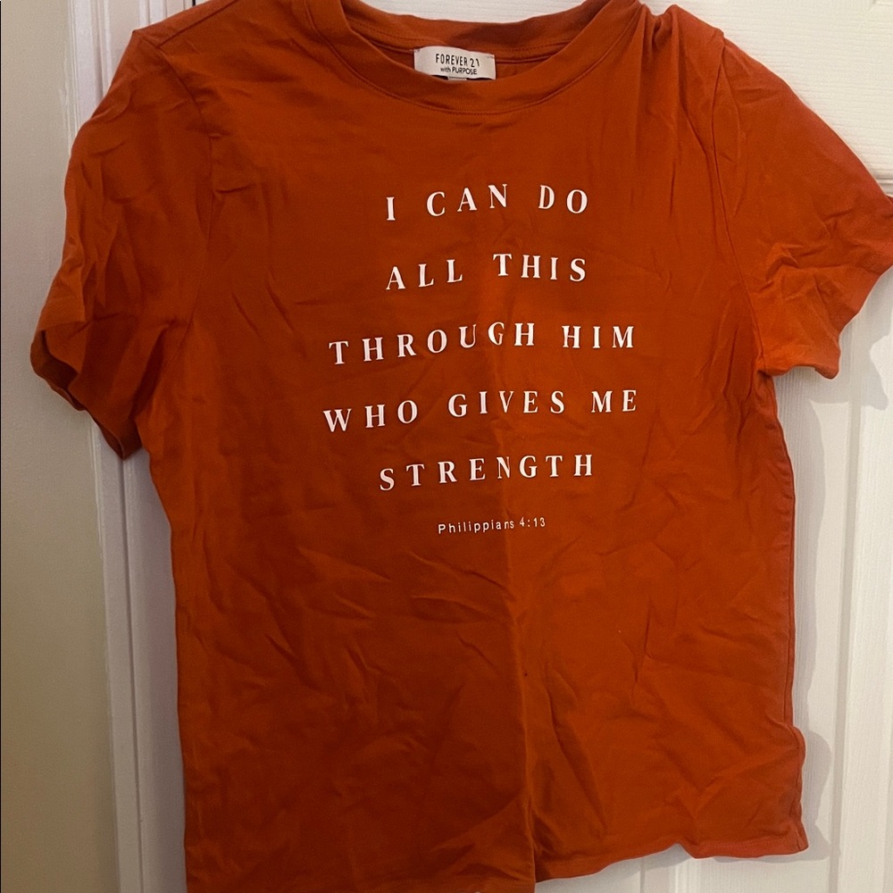 Forever 21 Inspirational Orange Tee